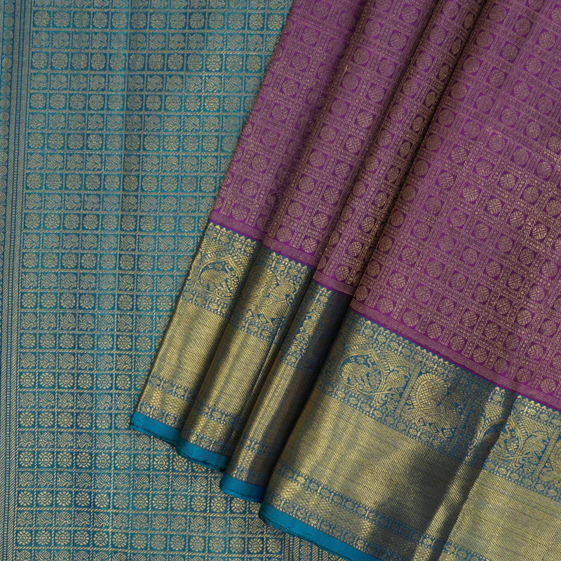 Hayagrivas Handloom Vadamalli Purple Ten Yards Silk Saree BF111-SBS KBFL111E1-1 - Image 2
