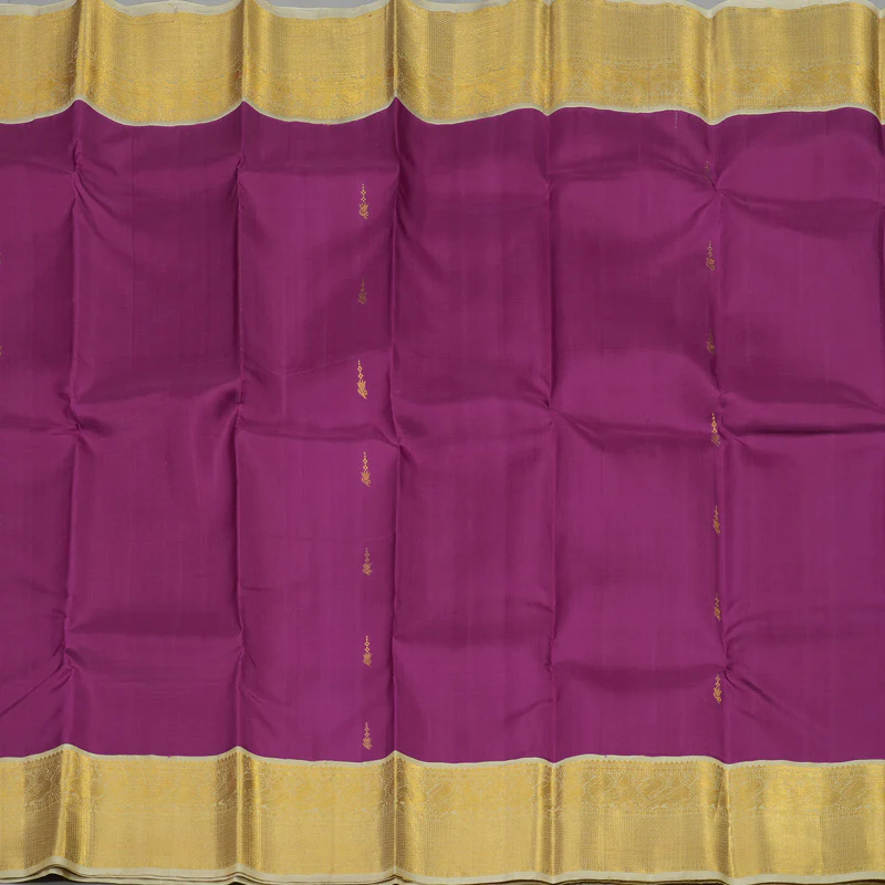 Hayagrivas Handloom Violet Kanjivaram Silk Saree with Half White Border KBE1232I2-2 - Image 4