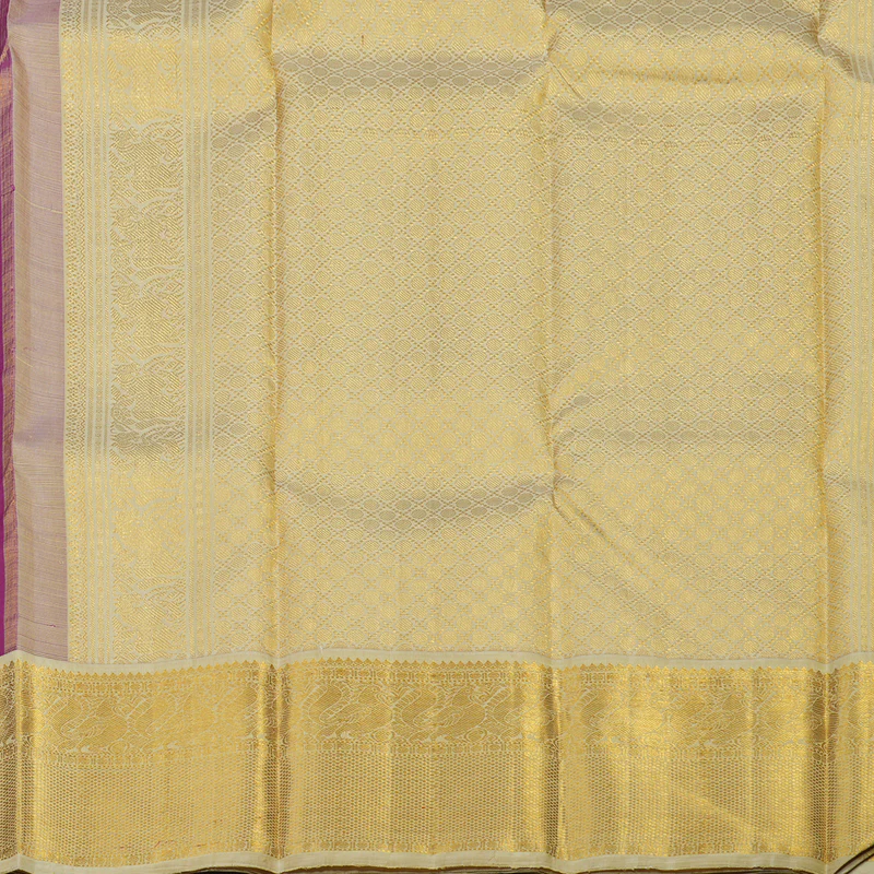Hayagrivas Handloom Violet Kanjivaram Silk Saree with Half White Border KBE1232I2-2 - Image 6