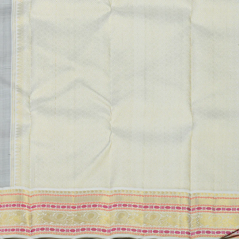 Hayagrivas Handloom Violet Kanjivaram Silk Saree with Half-White Border KBE2254B3-1 - Image 7