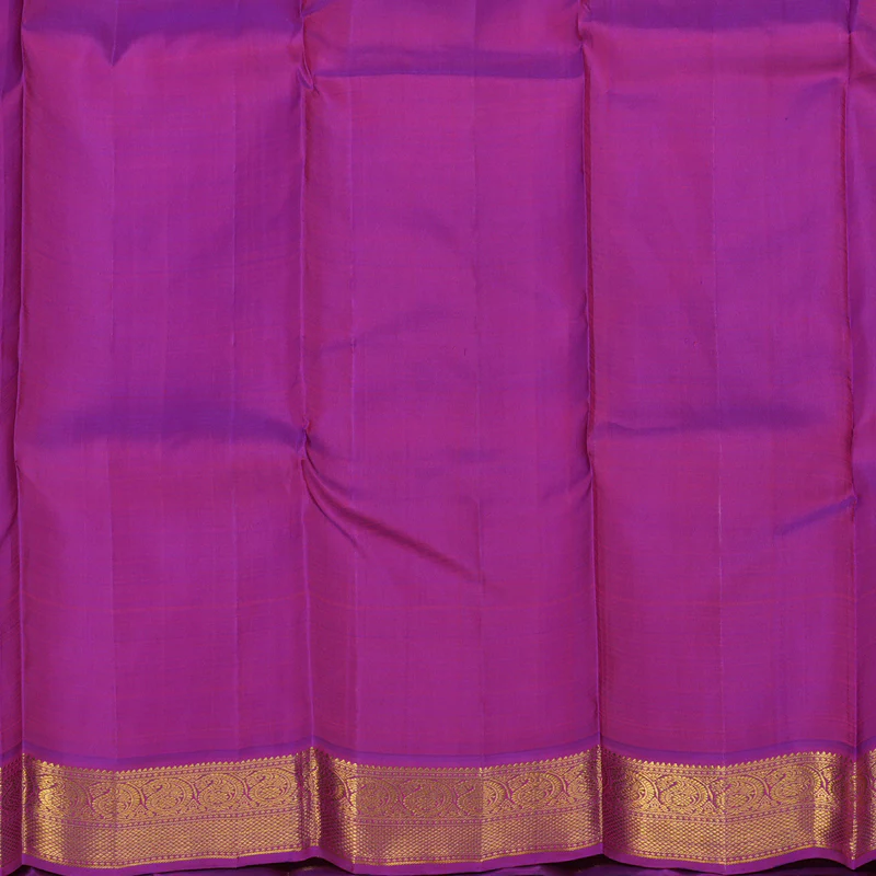 Hayagrivas Handloom White Kanjivaram Silk Saree with Purple Border KBE1869L6-1 - Image 7