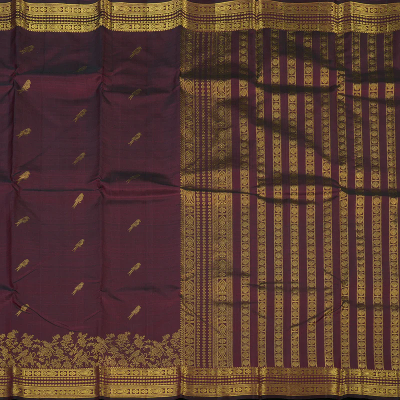 Hayagrivas Handloom Wine Kanjivaram Silk Saree KBE2257B5-1 - Image 5