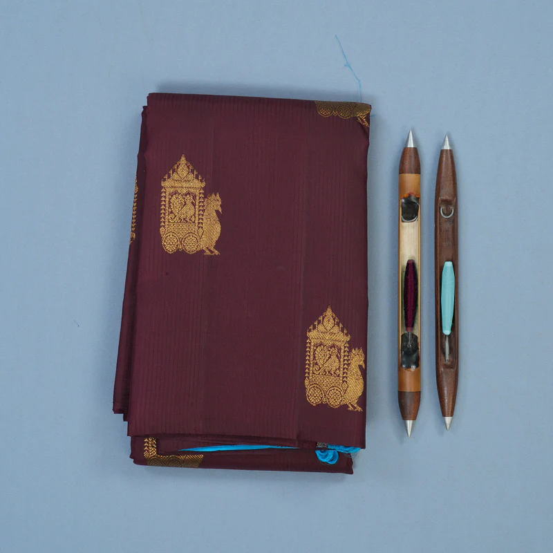Hayagrivas Handloom Wine Kanjivaram Silk Saree KBE2481C3-1 - Image 2