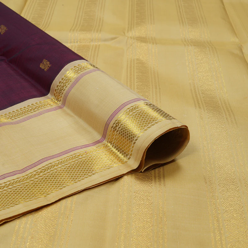 Hayagrivas Handloom Wine Kanjivaram Silk Saree with Sandal Border KBF15D1-4 - Image 4