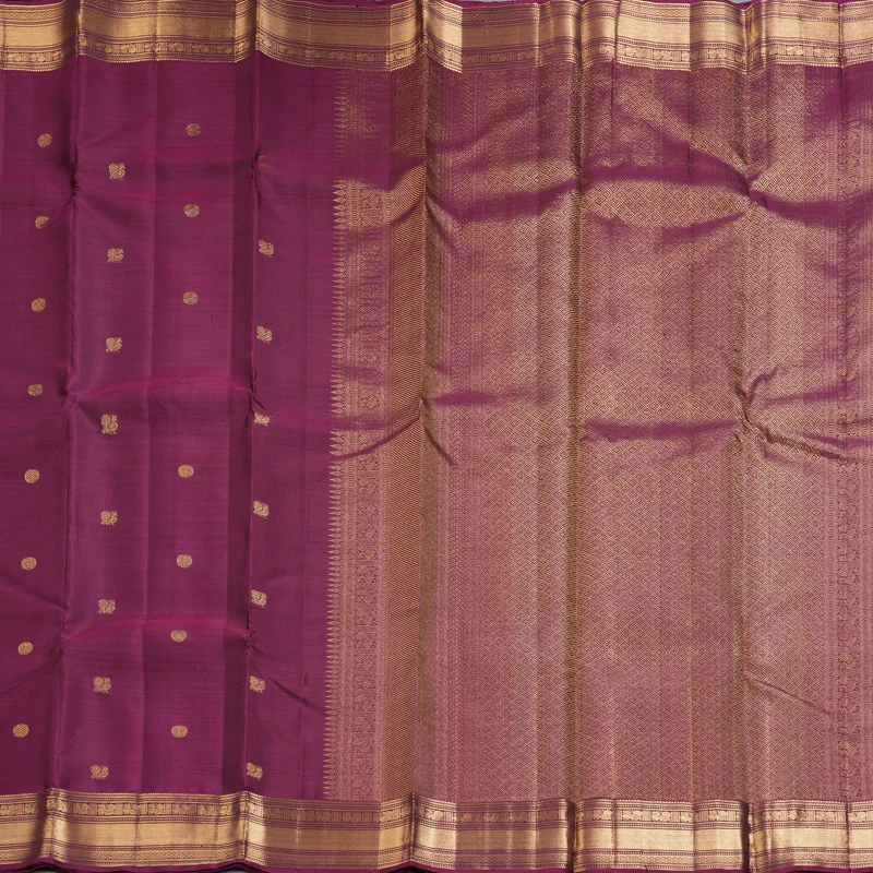 Hayagrivas Handloom Wine Magenta Kanjivaram Silk Saree KBF257E5-1 - Image 4