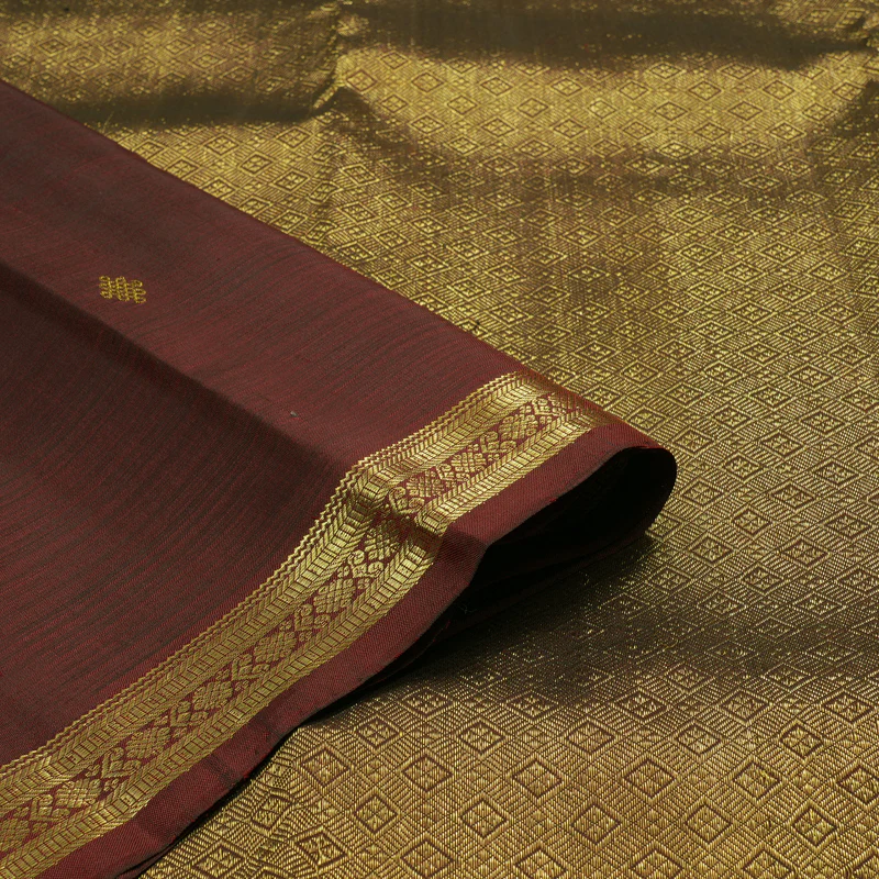Hayagrivas Handloom Wine Maroon Kanjivaram Silk Saree KBE1160I1-1 - Image 4