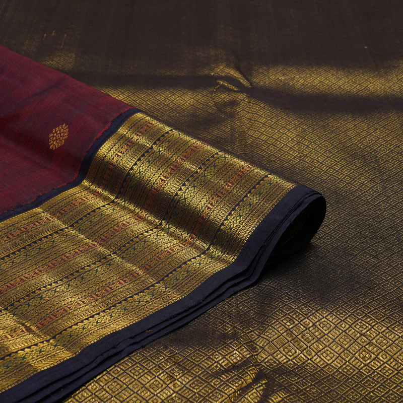 Hayagrivas Handloom Wine Maroon Kanjivaram Silk Saree with Nagapazham Border KBF75D5-1 - Image 3