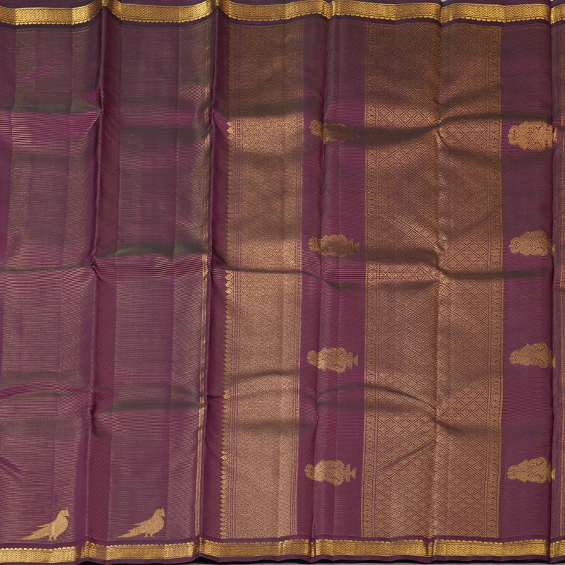 Hayagrivas Handloom Wine Purple Kanjivaram Silk Saree KBF128D16-1 - Image 6