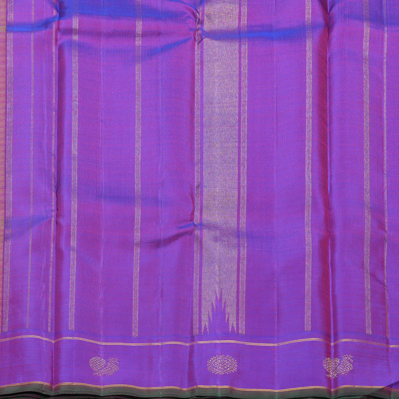 Hayagrivas Handloom Yellow Checks Kanjivaram Silk Saree with Purple Border KBF294E8-1 - Image 5