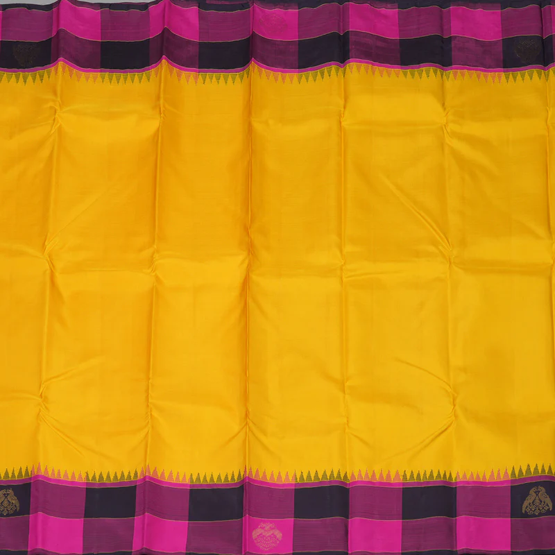 Hayagrivas Handloom Yellow Kanjivaram Silk Saree KBE1707K10-1 - Image 4