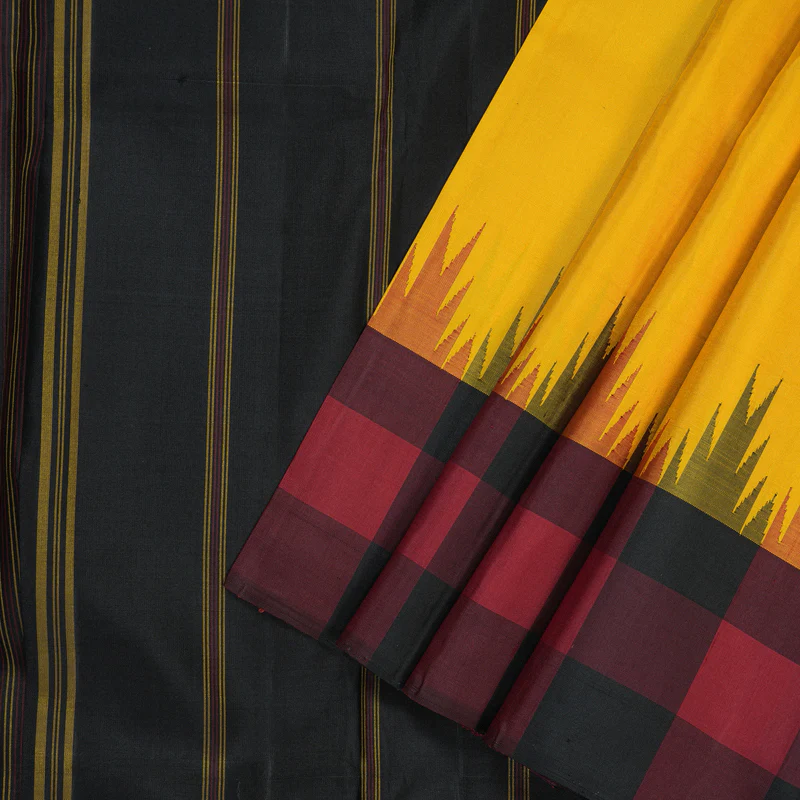 Hayagrivas Handloom Yellow Kanjivaram Silk Saree KBE866H11-2 - Image 2