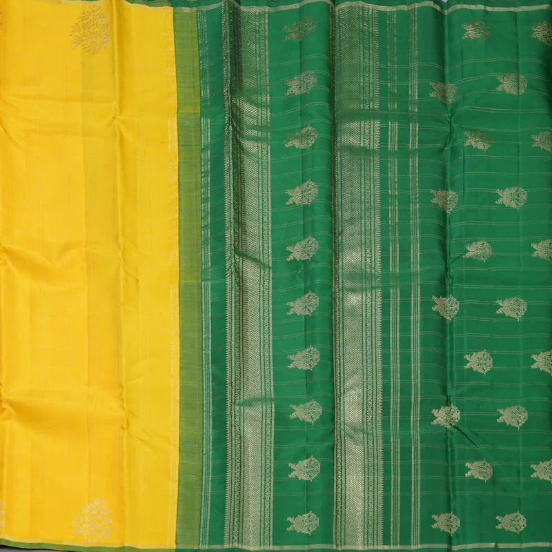 Hayagrivas Handloom Yellow Kanjivaram Silk Saree KBF361F1-1 - Image 5