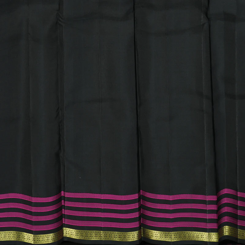 Hayagrivas Handloom Yellow Kanjivaram Silk Saree with Black & Pink Checks Border KBE1320J2-2 - Image 8