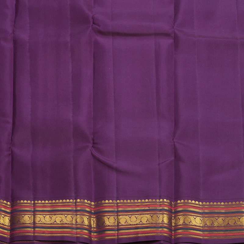 Hayagrivas Handloom Yellow Kanjivaram Silk Saree with Purple Border SSCBF105G13-2 - Image 6