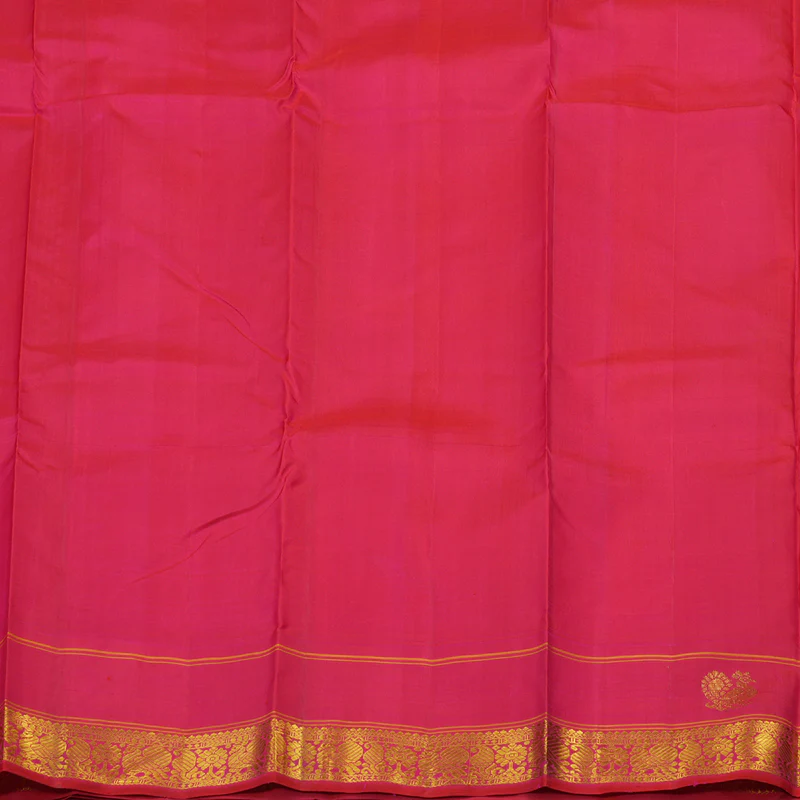 Hayagrivas Handloom Yellow Kanjivaram Silk Saree with Reddish Pink Border KBE1356J1-1 - Image 7