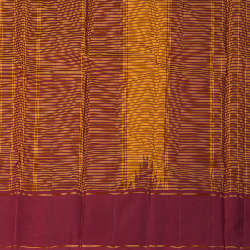 Hayagrivas Handloom Yellow & Maroon Checks Kanjivaram Silk Saree KBF198E11-1 - Image 6