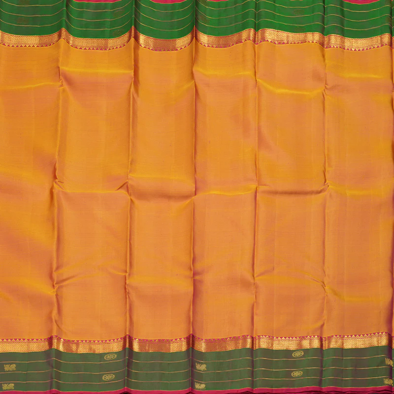 Hayagrivas Honey Mustard Handloom Kanjivaram Silk Saree with Mandhalir Border HBE4231A2-2 - Image 3