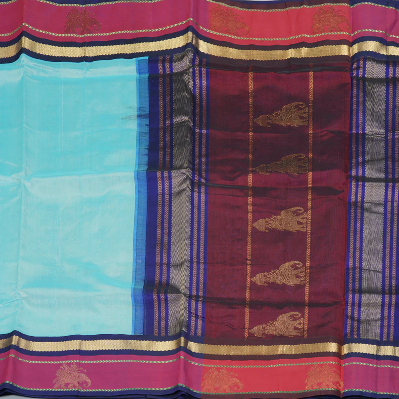 Hayagrivas Ice Blue Pure Silk Cotton Saree SSCBF36D8-4 - Image 4