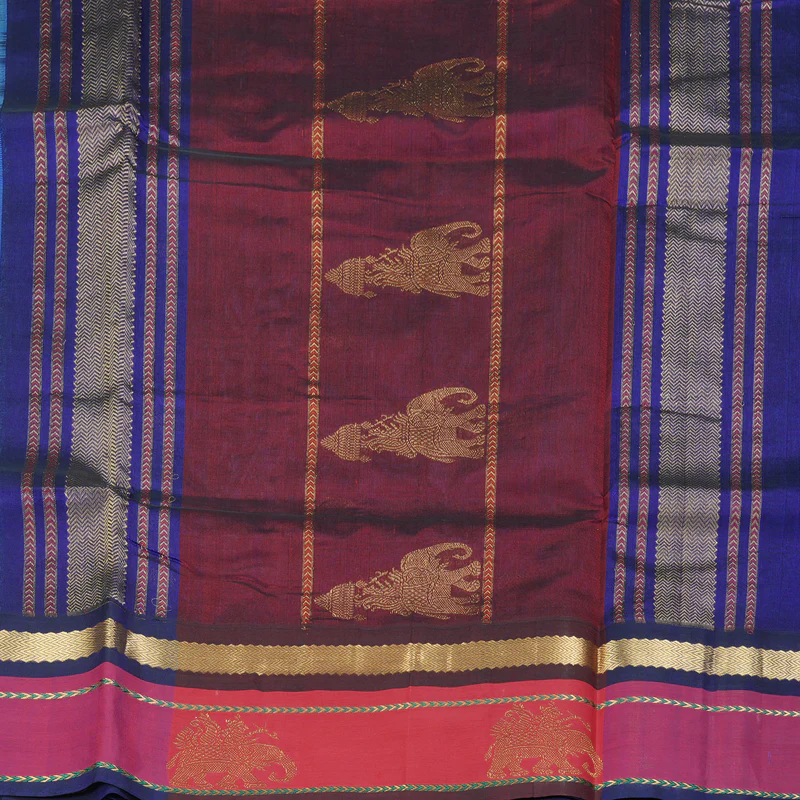 Hayagrivas Ice Blue Pure Silk Cotton Saree SSCBF36D8-4 - Image 5