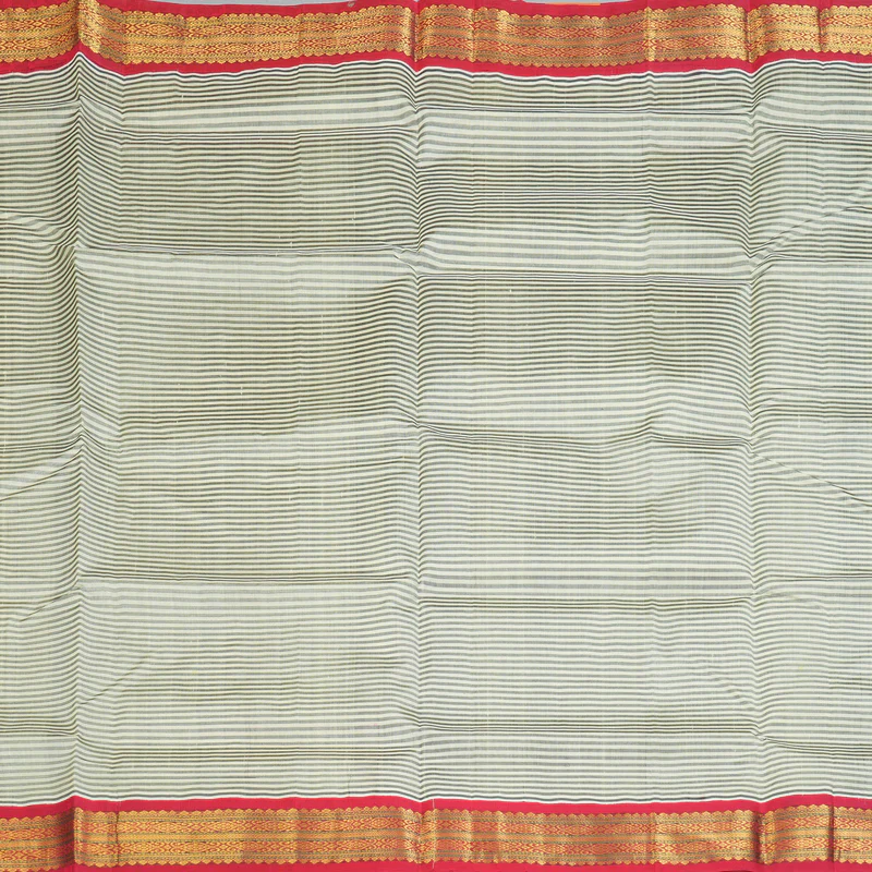 Hayagrivas Ivory & Grey Stripes Pure Silk Cotton Saree SSCBF16D13-3 - Image 5