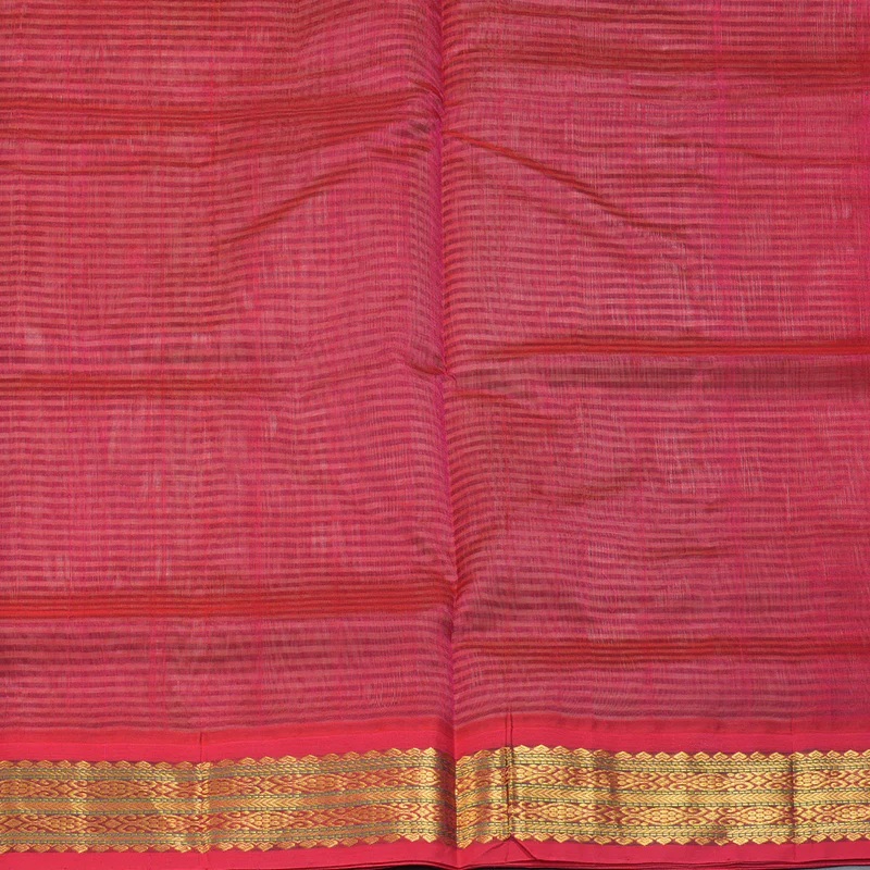 Hayagrivas Ivory & Grey Stripes Pure Silk Cotton Saree SSCBF16D13-3 - Image 6