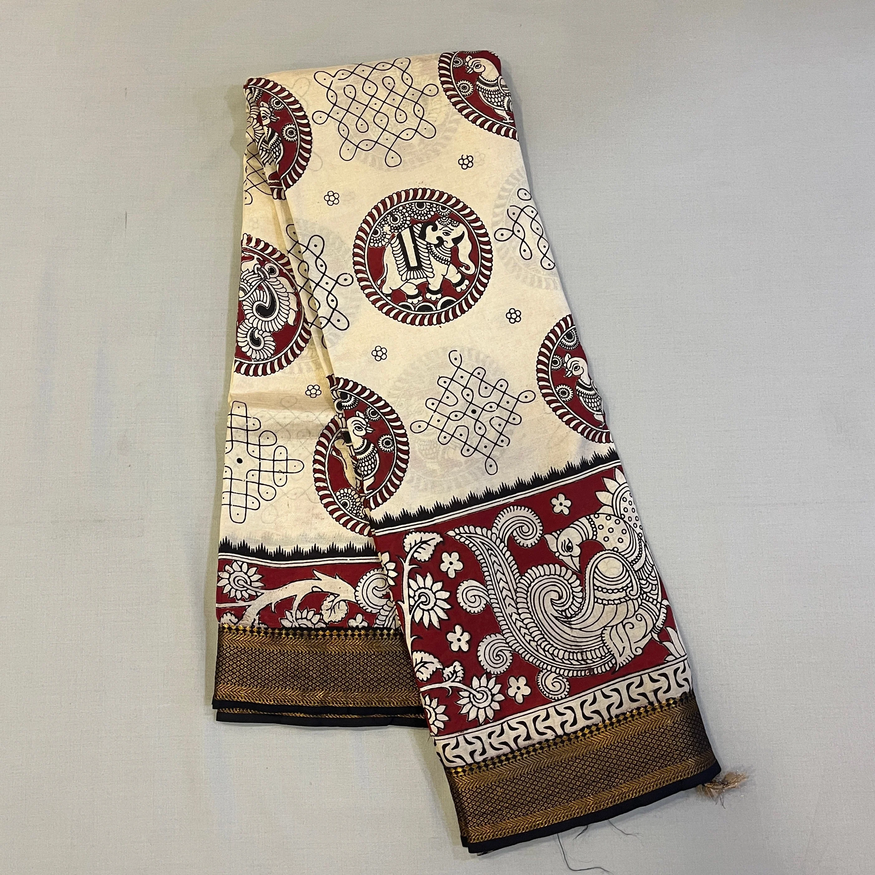 Hayagrivas Ivory Kalamkari Sarees (2 Shades)