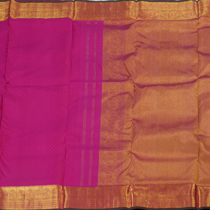 Hayagrivas Kanjivaram Ten yards Silk Saree in Rani Pink HBD3347B2-2 - Image 4