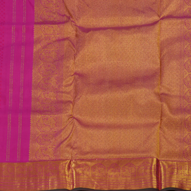 Hayagrivas Kanjivaram Ten yards Silk Saree in Rani Pink HBD3347B2-2 - Image 5