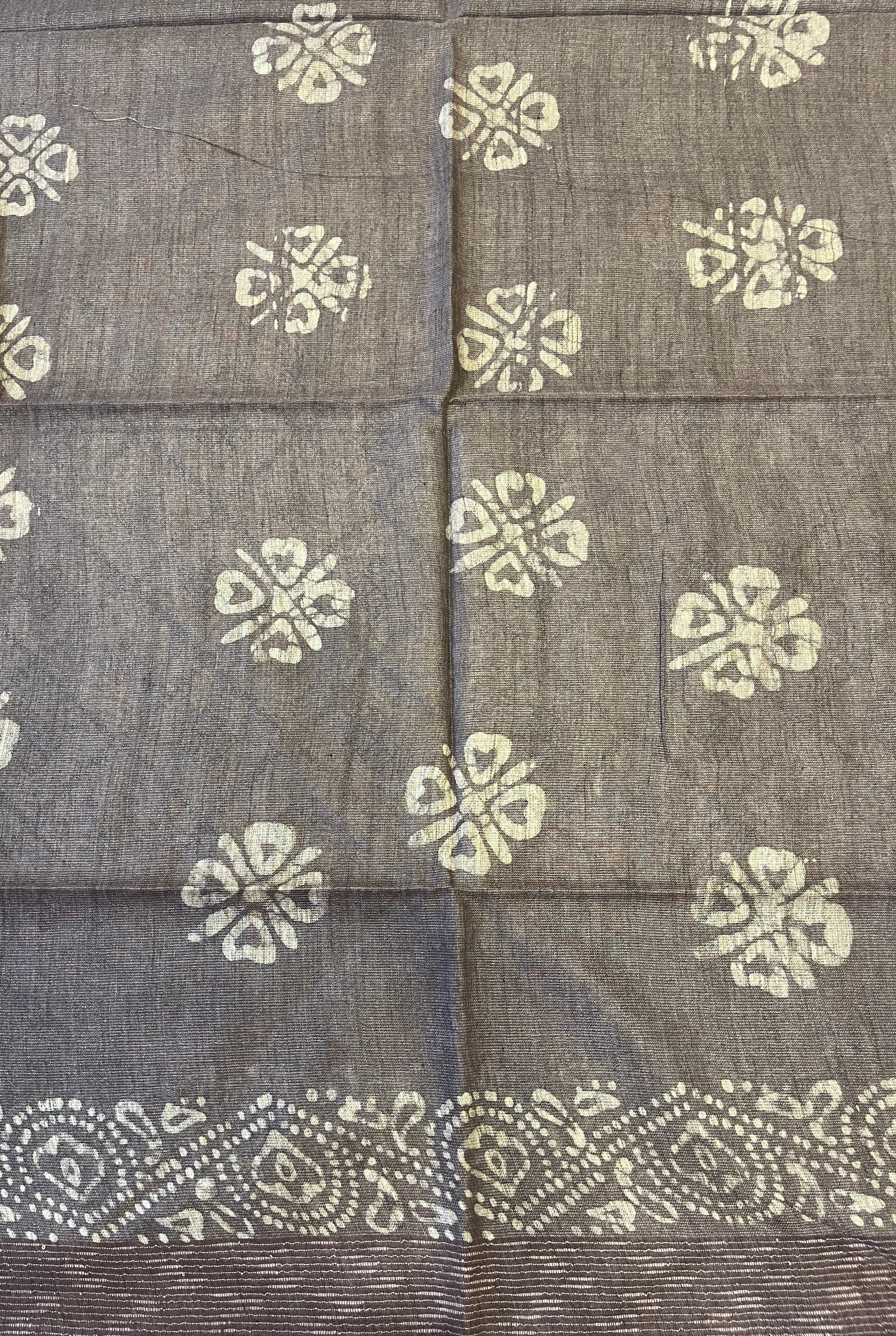 Hayagrivas Khaki Brown Semi Tussar Saree SSCBF68E7-10 - Image 3