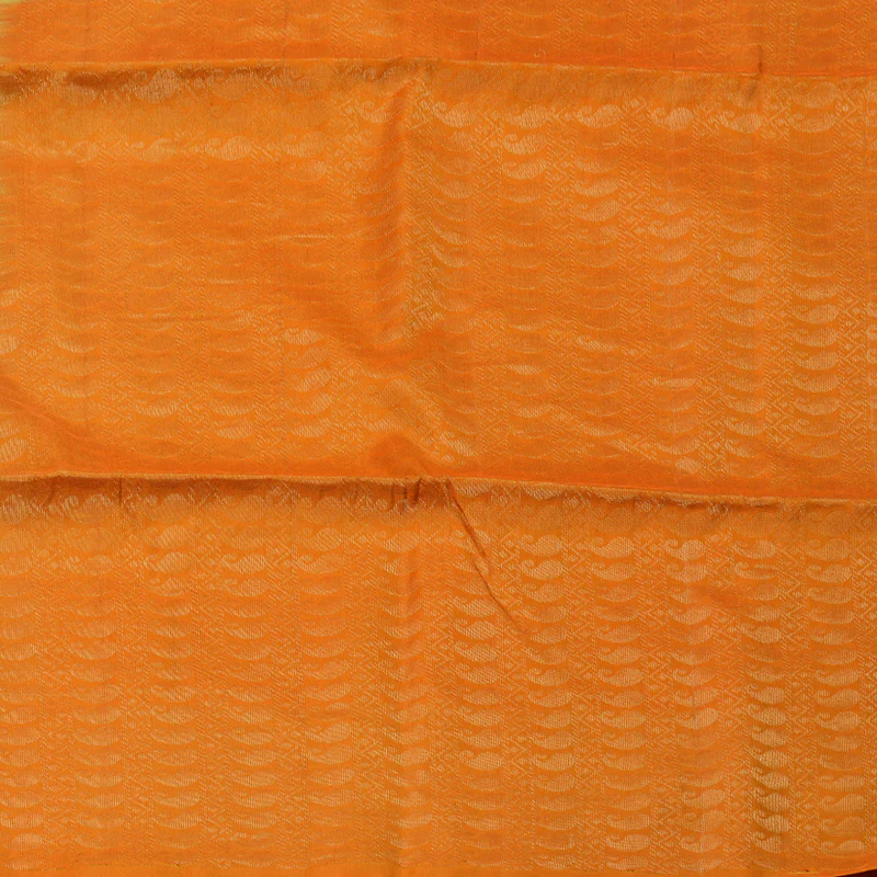 Hayagrivas Lemon Yellow Handloom Soft Silk Saree with Orange Border BBD1551A40-1 - Image 5