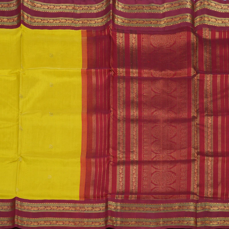 Hayagrivas Lemon Yellow Pure Silk Cotton Saree KBE784H10-2 - Image 4