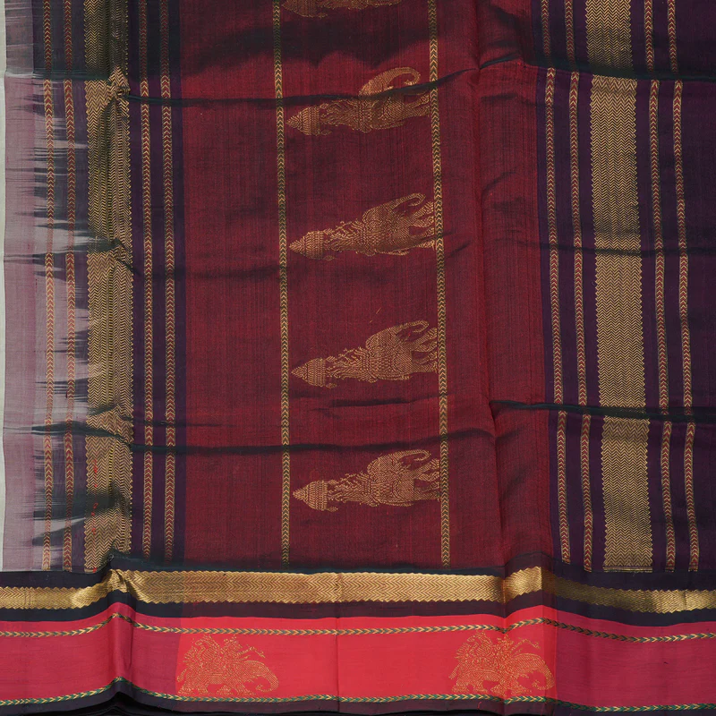 Hayagrivas Light Grey Pure Silk Cotton Saree SSCBF56E8-2 - Image 5