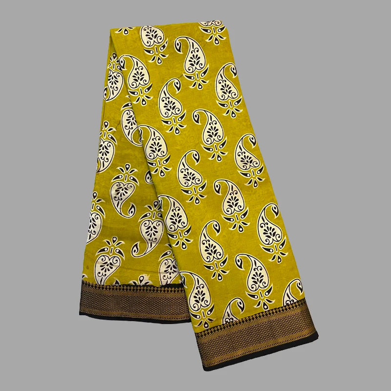 Hayagrivas Lime Green & Blue Kalamkari Sarees - Image 2