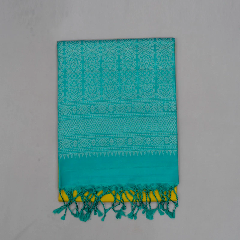 Hayagrivas Lime Green Handloom Soft Silk Saree KSBE22I4-1 - Image 2