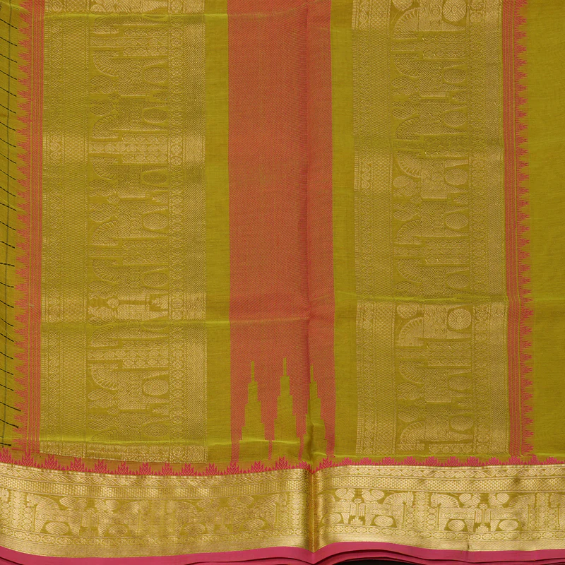 Hayagrivas Lime Green Kanchi Silk Cotton Saree KSBE124C11-1 - Image 5