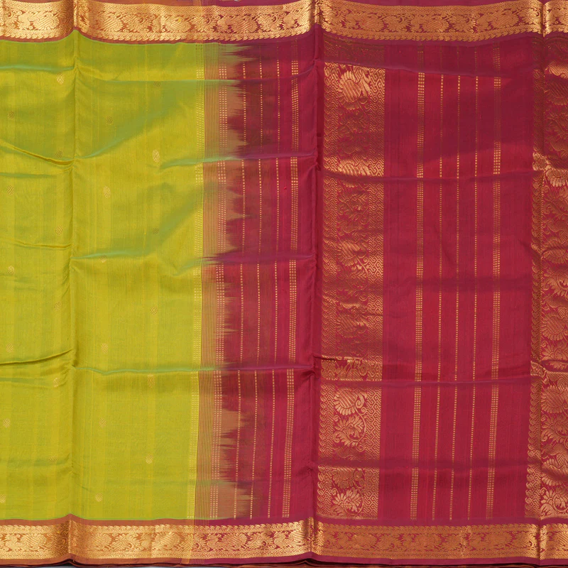 Hayagrivas Lime Green Pure Silk Cotton Saree SSCBF53E4-10 - Image 4