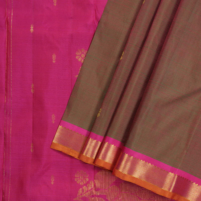 Hayagrivas Mandhalir Handloom Kanjivaram Silk Saree with Pink Border KBD1921B4-7 - Image 2