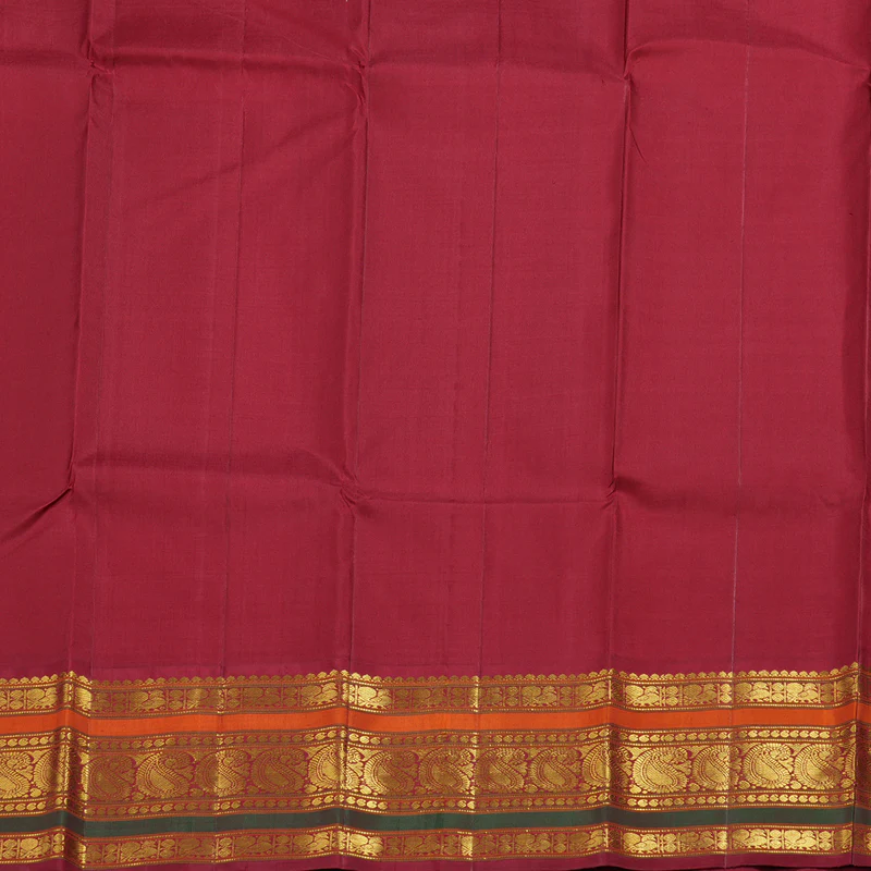 Hayagrivas Mango Yellow Handloom Kanjivaram Silk Saree with Maroon Border KBD1536A2-8 - Image 7