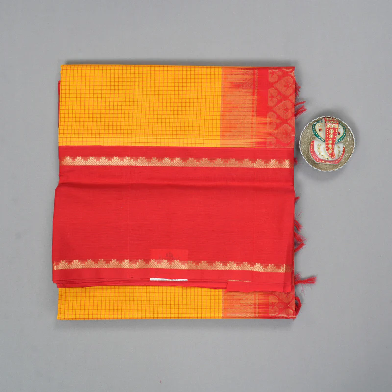 Hayagrivas Mango Yellow Pure Silk Cotton Saree SSCBF16D2-14 - Image 2