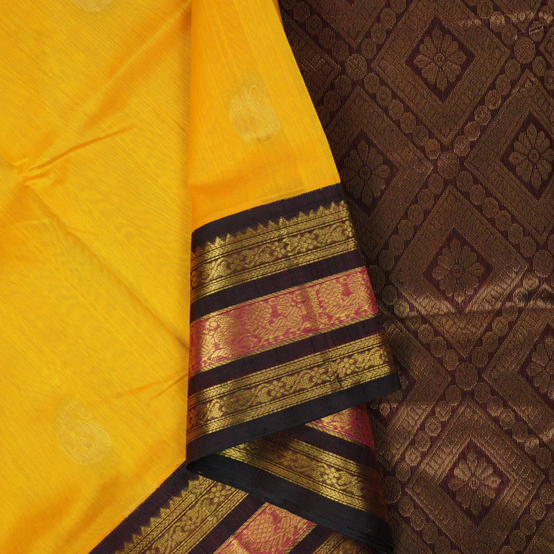 Hayagrivas Mango Yellow Pure Silk Cotton Saree SSCBF16D4-17 - Image 2