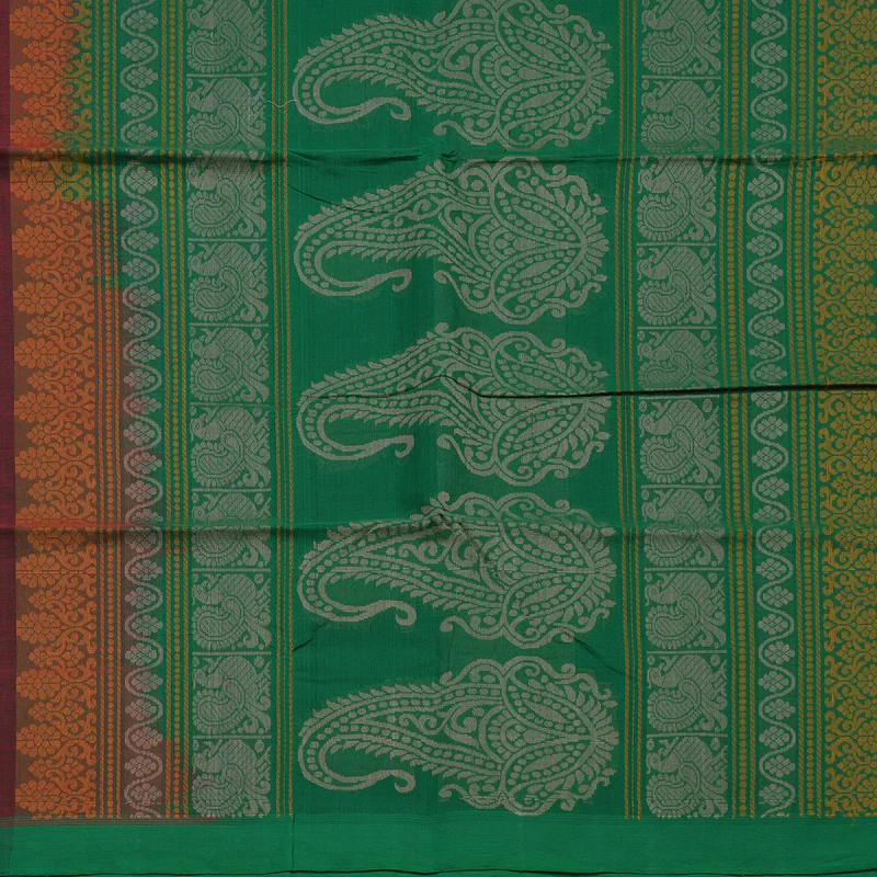 Hayagrivas Maroon Handloom Cotton Saree KBE2143A13-5 - Image 5