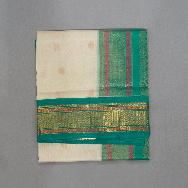 Hayagrivas Milk White Pure Silk Cotton Saree SSCBF34D5-2 - Image 2