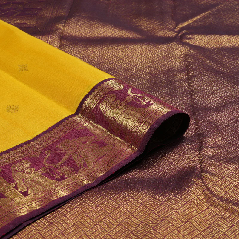 Hayagrivas Mubagam(Green,Pink And Yellow) Handloom Kanjivaram Silk Saree with Wine Maroon Border KBD1852B5-1 - Image 4