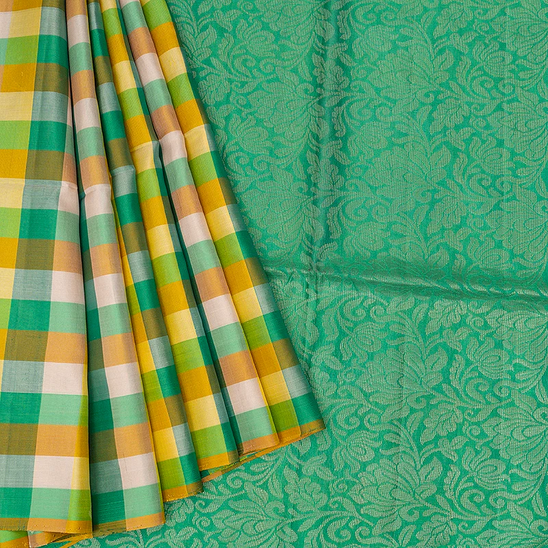 Hayagrivas Multicolour Checks Handloom Soft Silk Saree KBE166D2-3
