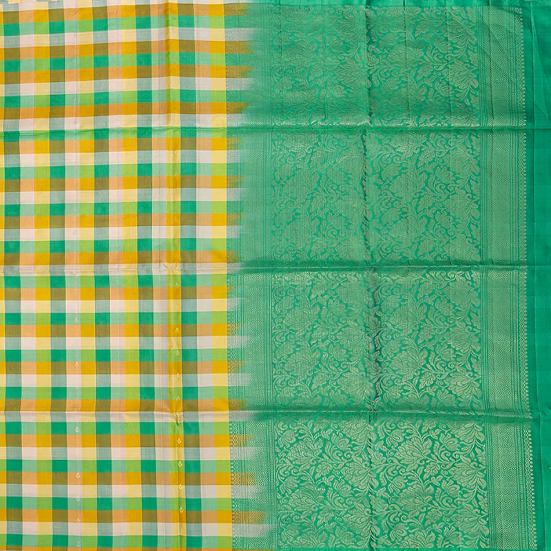 Hayagrivas Multicolour Checks Handloom Soft Silk Saree KBE166D2-3 - Image 4