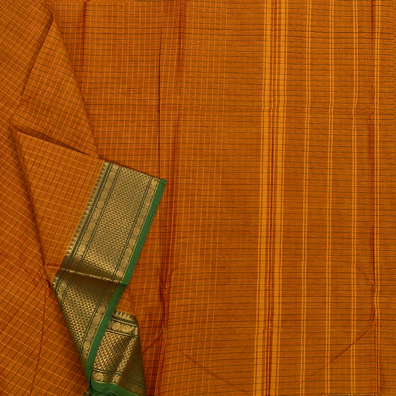 Hayagrivas Mustard Handloom Chettinad Cotton Saree KSBE1H4-1 - Image 2