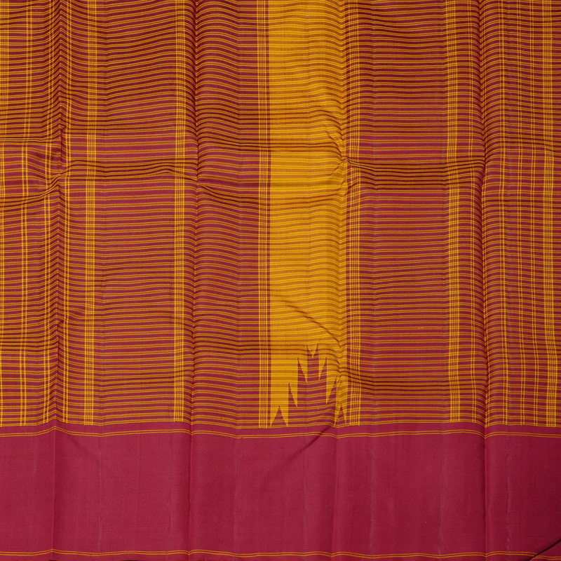 Hayagrivas Mustard With Maroon Checks Thread Work Silk Saree with Maroon border KBE1798B5-4 - Image 6