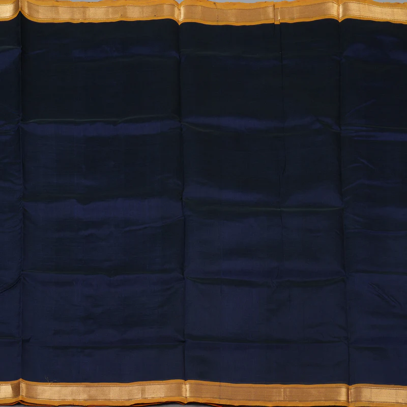 Hayagrivas Dark Blue Pure Silk Cotton Saree SSCBF53E1-24 - Image 3
