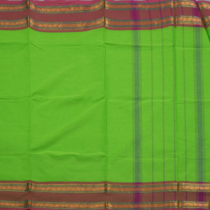 Hayagrivas Neon Green Handloom Chettinad Cotton Saree KBE1893L1-38 - Image 3