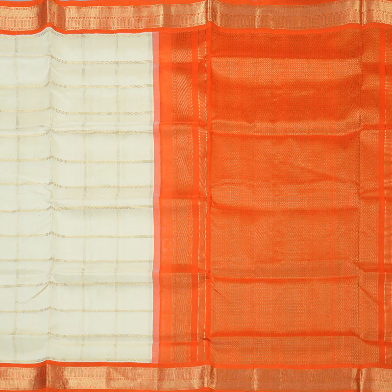 Hayagrivas Off-White Pure Silk Cotton Saree SSCBF35D3-5 - Image 4